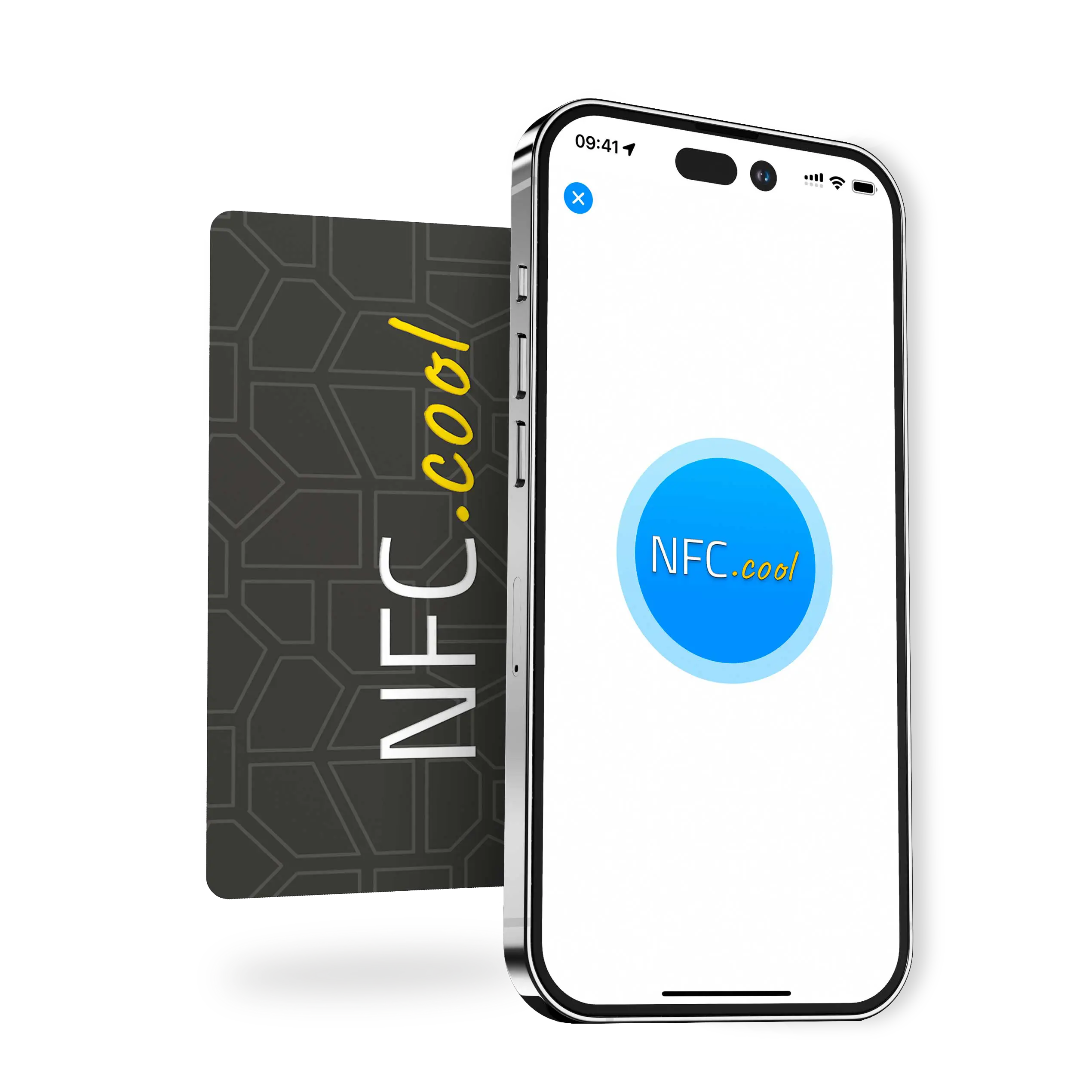 Phone Showcasing NFC.cool app scanning a Sticker from NFC.cool.